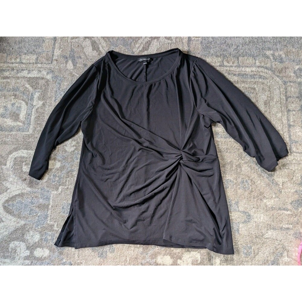 Lane Bryant Three Quarter Sleeve Knot Front Blouse Black Size 14/16